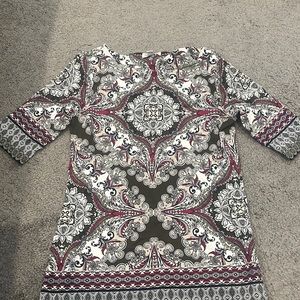 Magenta/olive green printed blouse